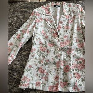 Women’s Floral Blazer with Pink and Green Pattern